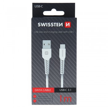 Datový kabel swissten usb / usb-c 1,0 m bílý