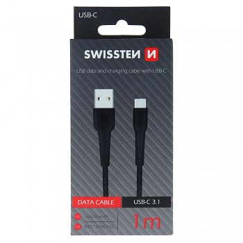 Datový kabel swissten usb / usb-c 1,0 m černý