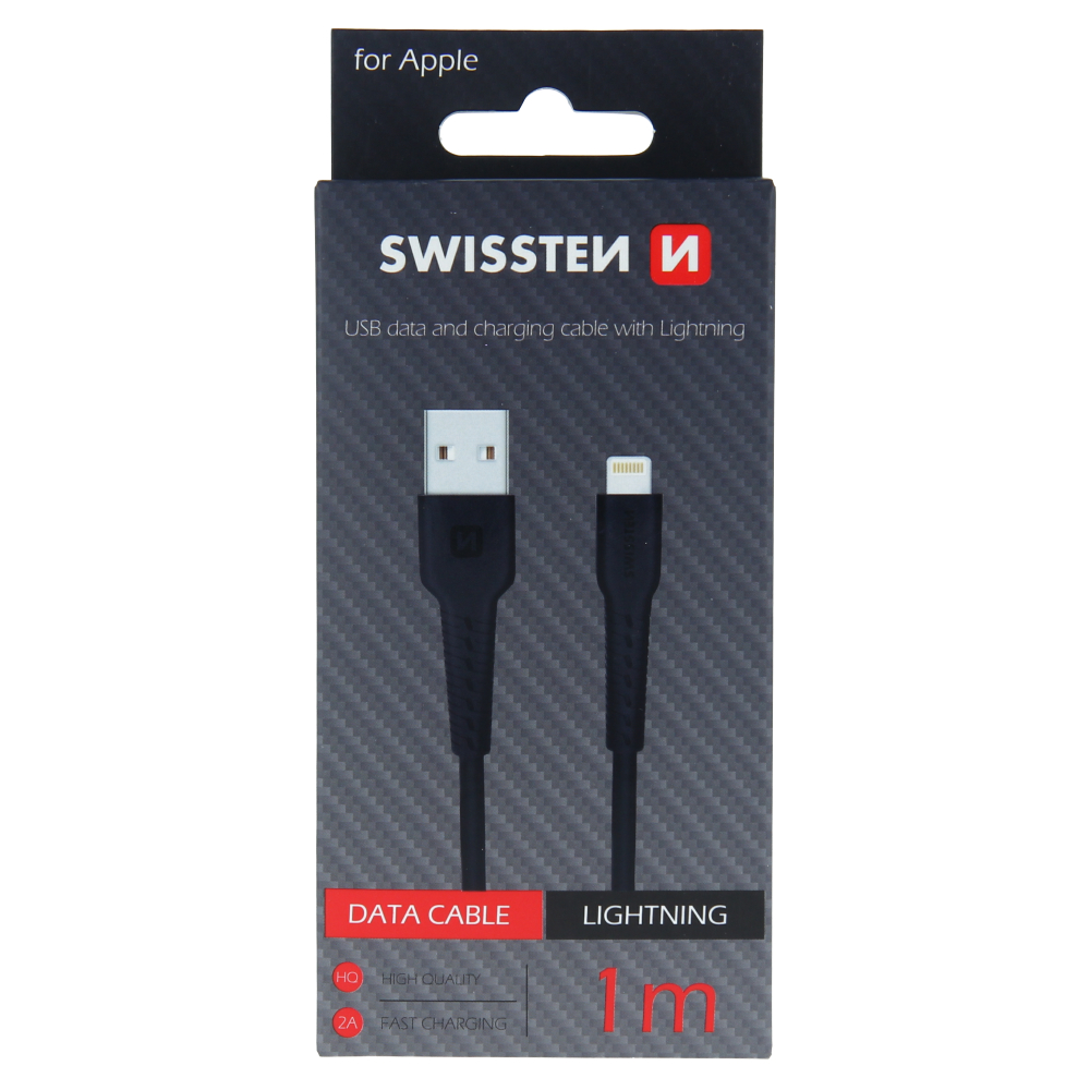 Levně Datový kabel swissten usb / lightning 1,0 m černý
