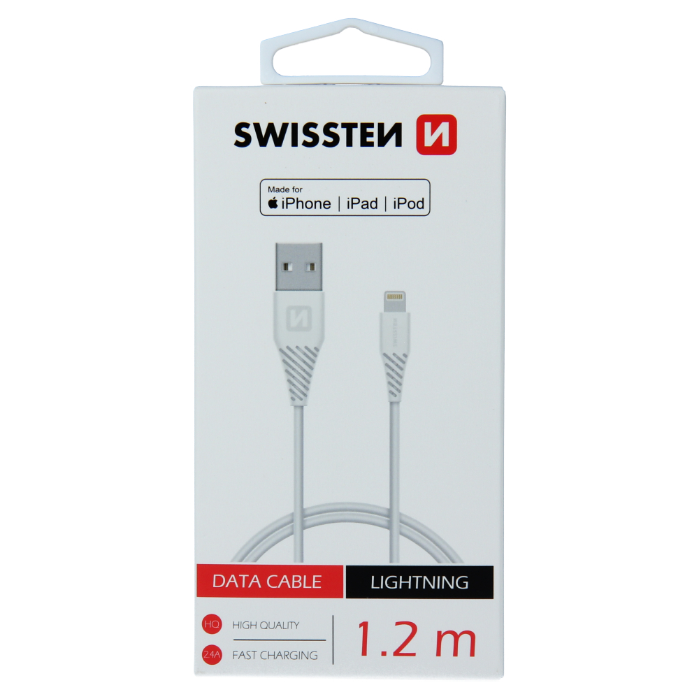 Levně Datový kabel swissten tpe usb / lightning mfi 1,2 m bílý