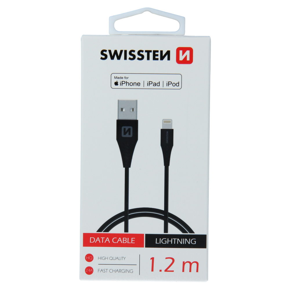 Levně Datový kabel swissten tpe usb / lightning mfi 1,2 m černý