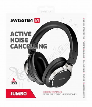 Bluetooth stereo sluchátka swissten jumbo anc černá