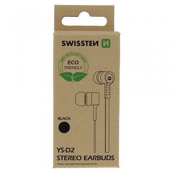 Sluchátka swissten earbuds rainbow ys-d2 černá (eco balení)