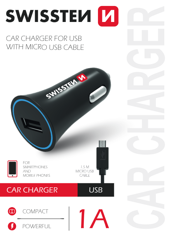 Levně Swissten cl adaptér na usb 1a power + kabel micro usb