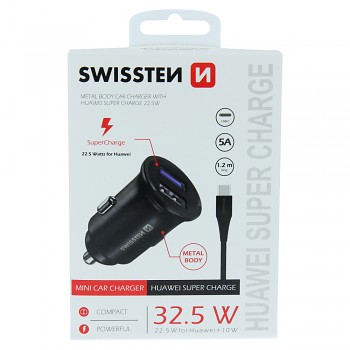 Swissten cl adaptér pro huawei super charge 22.5w + kabel huawei super charge 5a 1,2 m black