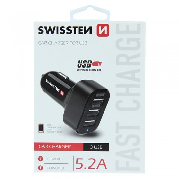 Swissten cl adaptér 3x usb 5,2a power 