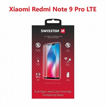 Sklo swissten full glue, color frame, case friendly xiaomi redmi note 9 pro/9 pro max/9s černé