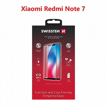 Sklo swissten full glue, color frame, case friendly xiaomi redmi note 7 černé