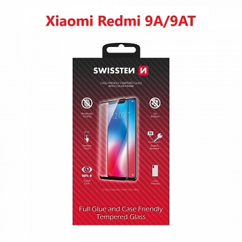 Sklo swissten full glue, color frame, case friendly xiaomi redmi 9a/xiaomi redmi 9at černé