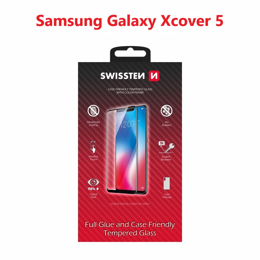 Levně Sklo swissten full glue, color frame, case friendly samsung g525 galaxy xcover 5 černé