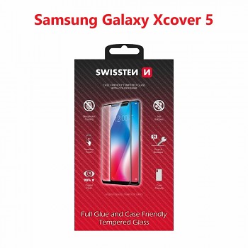 Sklo swissten full glue, color frame, case friendly samsung g525 galaxy xcover 5 černé