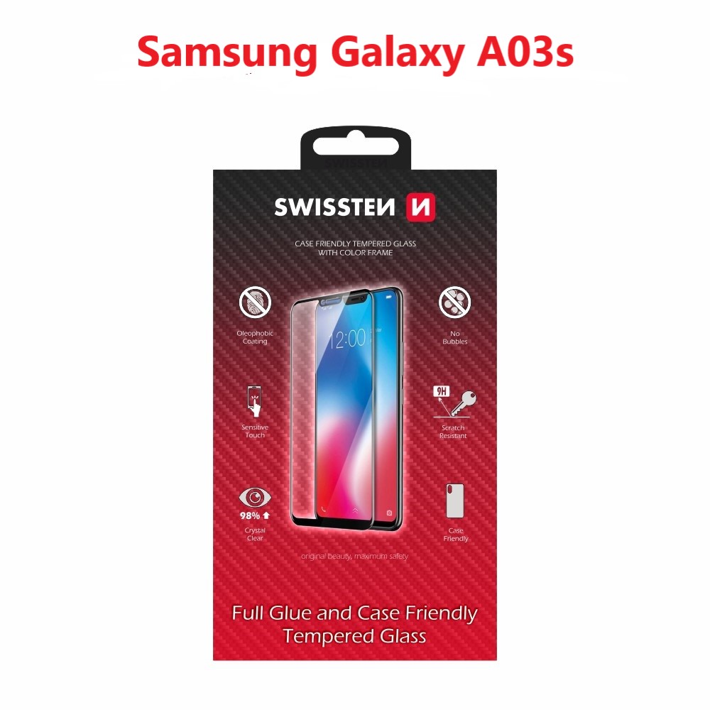 Levně Sklo swissten full glue, color frame, case friendly samsung a037g galaxy a03s černé