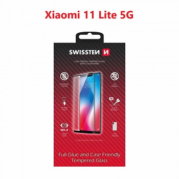 Sklo swissten full glue, color frame, case friendly xiaomi 11 lite 5g černé