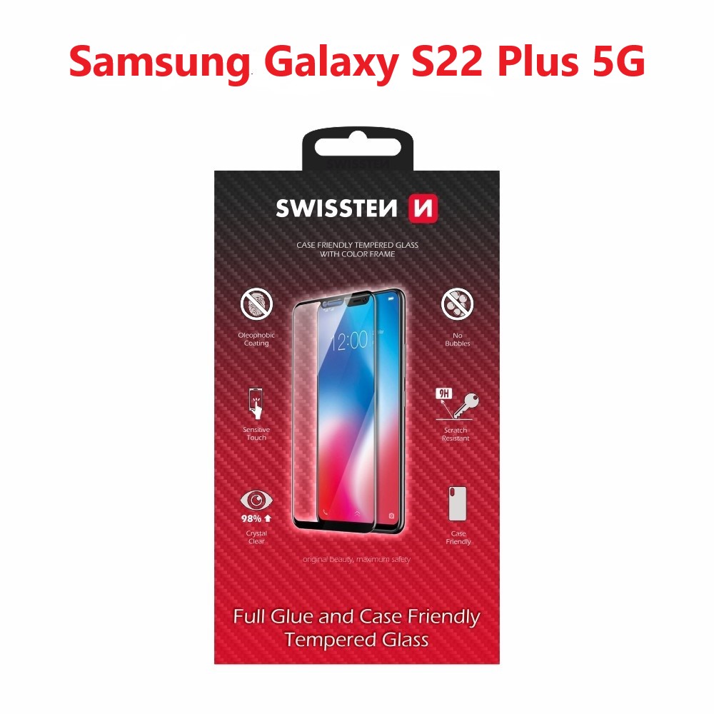 Levně Sklo swissten full glue, color frame, case friendly apple samsung s906b galaxy s22 plus 5g černé