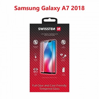 Sklo swissten full glue, color frame, case friendly samsung a750 galaxy a7 2018 černé