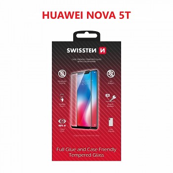 Sklo swissten full glue, color frame, case friendly huawei nova 5t černé