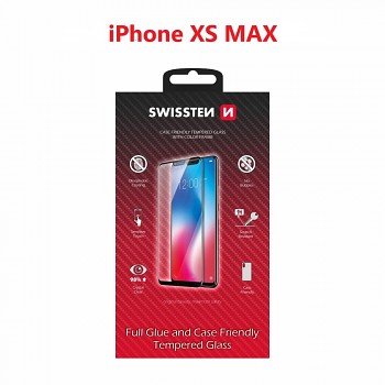 Sklo swissten full glue, color frame, case friendly apple iphone xs max černé