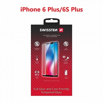 Sklo swissten full glue, color frame, case friendly apple iphone 6 plus/6s plus bílé