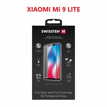 Sklo swissten ultra durable 3d full glue glass xiaomi mi 9 lite černé
