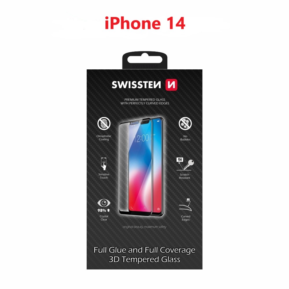 Levně Sklo swissten ultra durable 3d full glue glass apple iphone 14 černé
