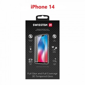 Sklo swissten ultra durable 3d full glue glass apple iphone 14 černé