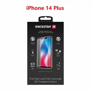 Sklo swissten ultra durable 3d full glue glass apple iphone 14 plus černé