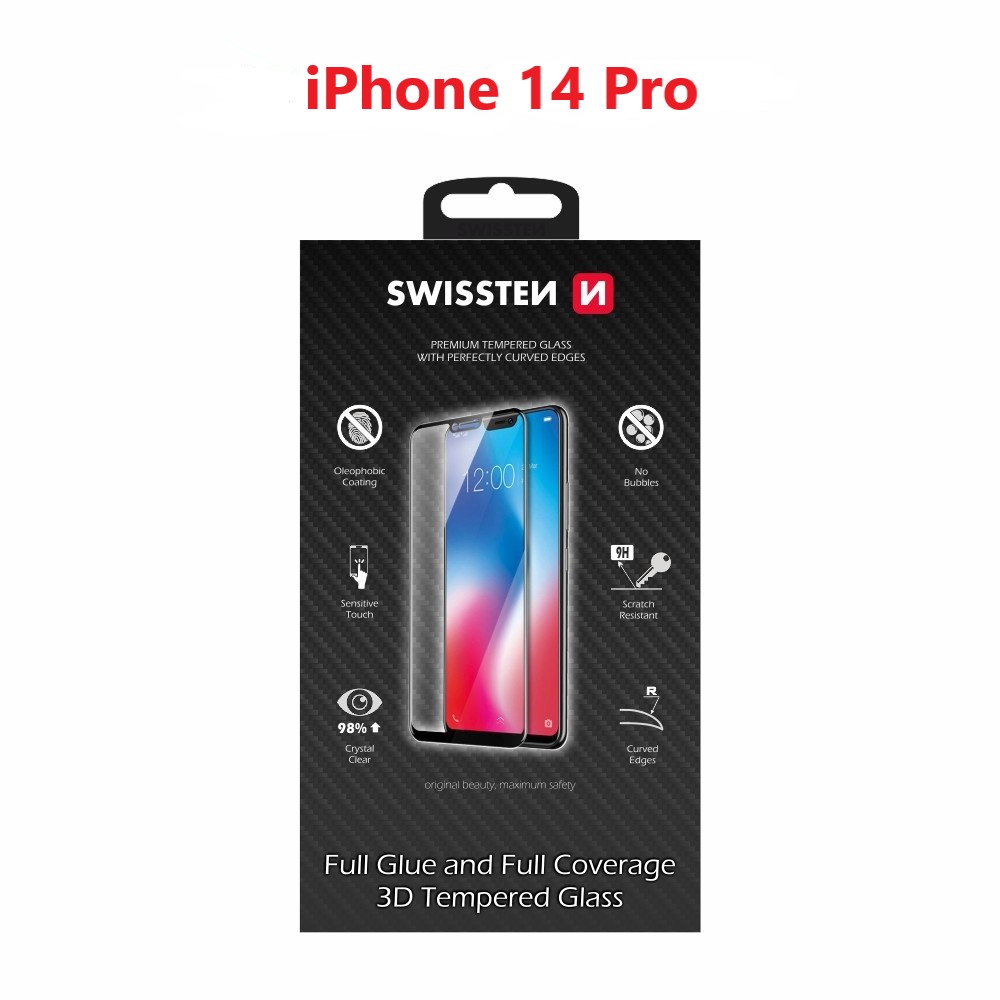 Levně Sklo swissten ultra durable 3d full glue glass apple iphone 14 pro černé