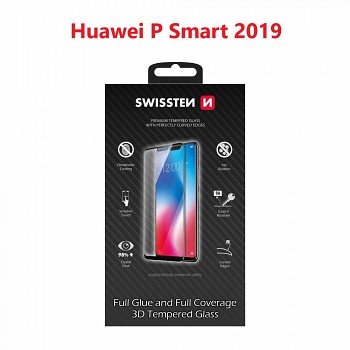 Sklo swissten ultra durable 3d full glue glass huawei p smart 2019/honor 10 lite černé