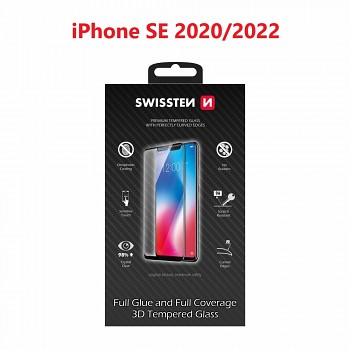 Sklo swissten ultra durable 3d full glue glass apple iphone se 2020/se 2022 černé