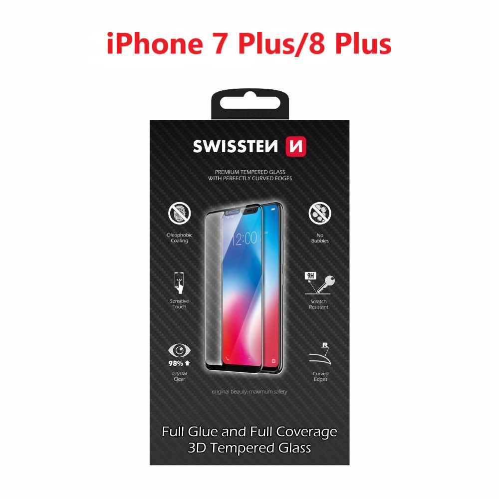 Levně Sklo swissten ultra durable 3d full glue glass apple iphone 7 plus/8 plus černé