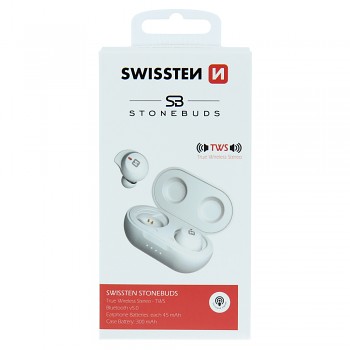 Bluetooth tws sluchátka swissten stonebuds bílá