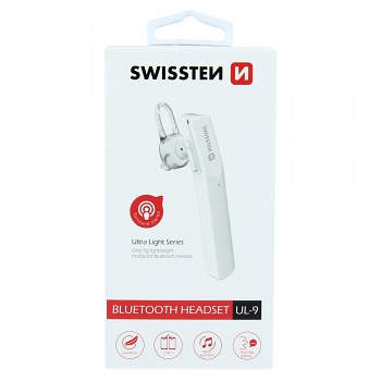 Bluetooth headset swissten ultra light ul-9 bílý