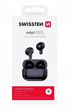 Bluetooth tws sluchátka swissten minipods černá