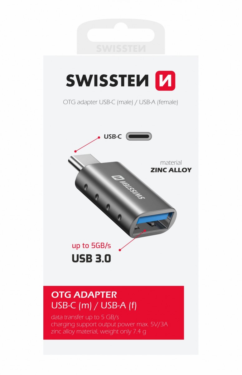 Levně Swissten otg adapter usb-c(m)/usb-a(f)