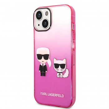 Karl Lagerfeld Gradient Karl and Choupette Zadní Kryt pro iPhone 14 Pink