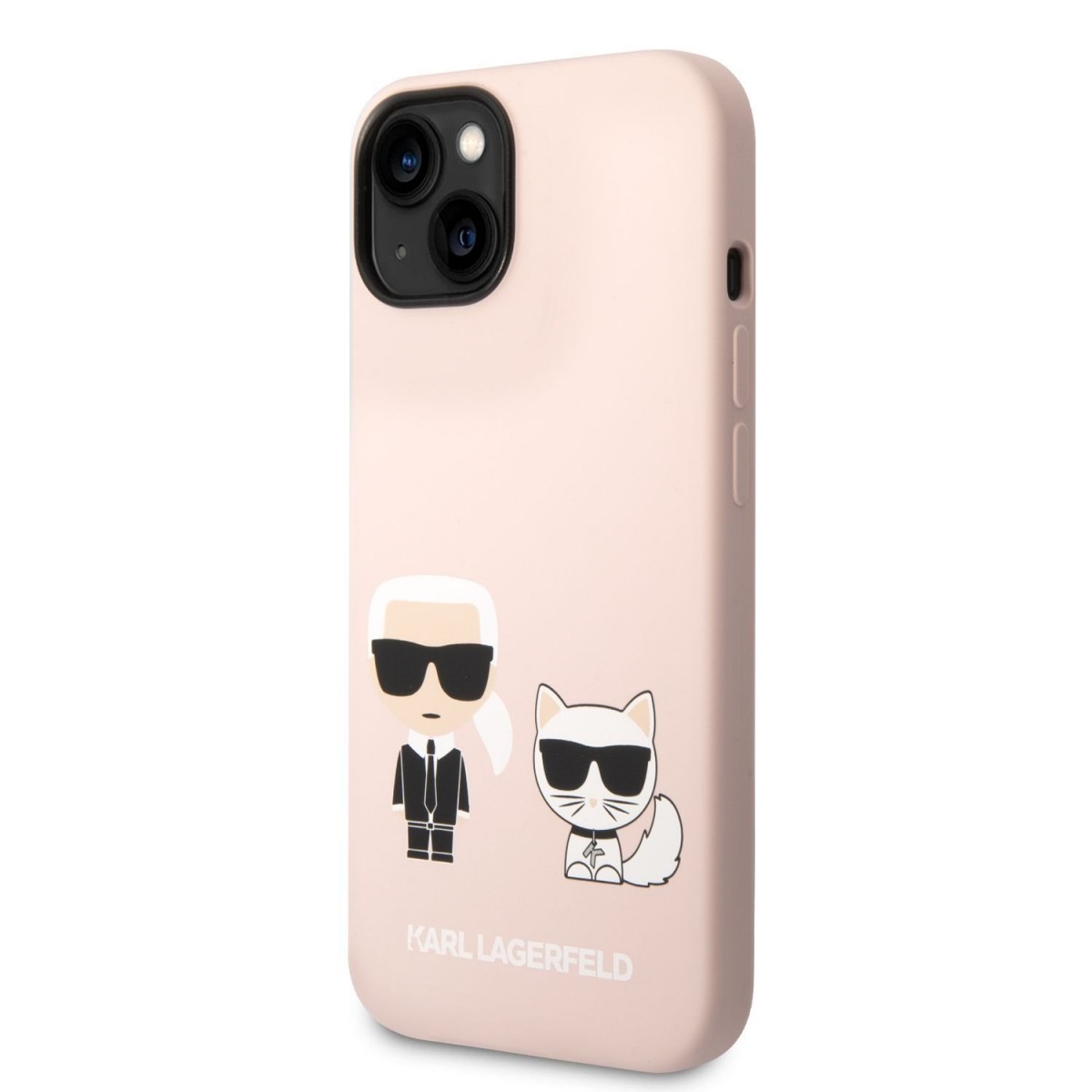 Levně Karl Lagerfeld and Choupette Liquid Silicone Zadní Kryt pro iPhone 14 Plus Pink