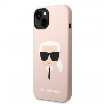 Karl Lagerfeld Liquid Silicone Karl Head Zadní Kryt pro iPhone 14 Plus Pink