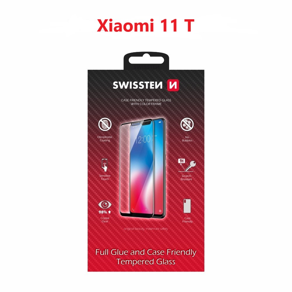 Levně Sklo swissten full glue, color frame, case friendly xiaomi 11t černé