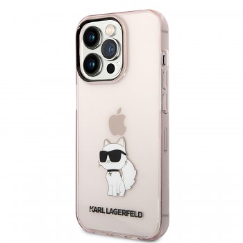 Karl Lagerfeld Translucent Choupette NFT Zadní Kryt pro iPhone 14 Pro Pink
