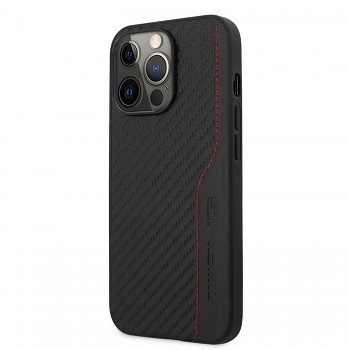 AMG PU Carbon Effect Zadní Kryt pro iPhone 14 Pro Max Black