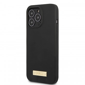 Guess Silicone Metal Logo MagSafe Kompatibilní Zadní Kryt pro iPhone 13 Pro Max Black
