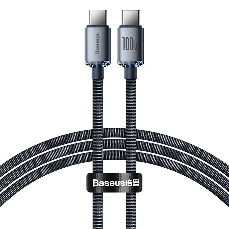 Levně Baseus CAJY000601 Crystal Shine Series Datový Kabel USB-C - USB-C 100W 1,2m Black