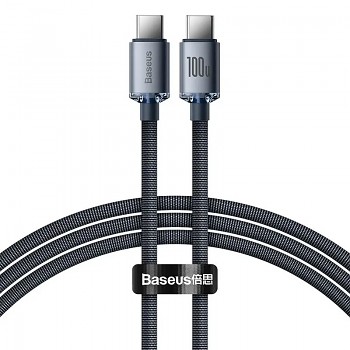 Baseus CAJY000601 Crystal Shine Series Datový Kabel USB-C - USB-C 100W 1,2m Black