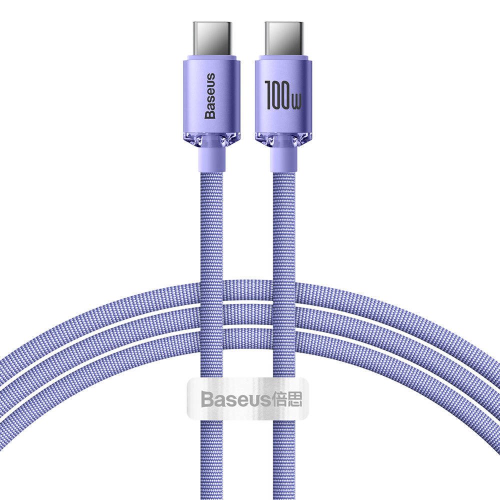 Levně Baseus CAJY000605 Crystal Shine Series Datový Kabel USB-C - USB-C 100W 1,2m Purple