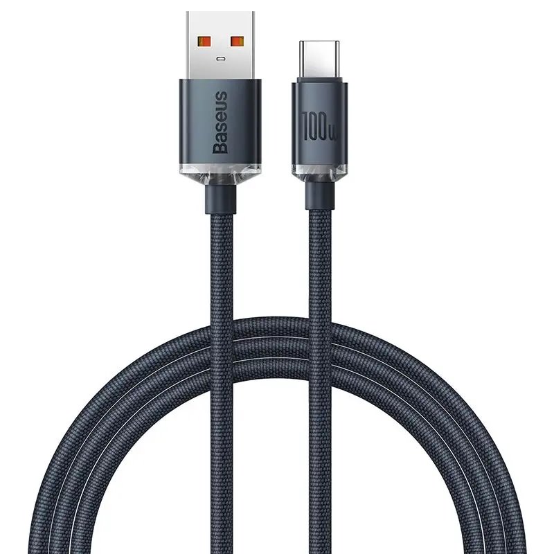 Levně Baseus CAJY000401 Crystal Shine Series Datový Kabel USB - USB-C 100W 1,2m Black
