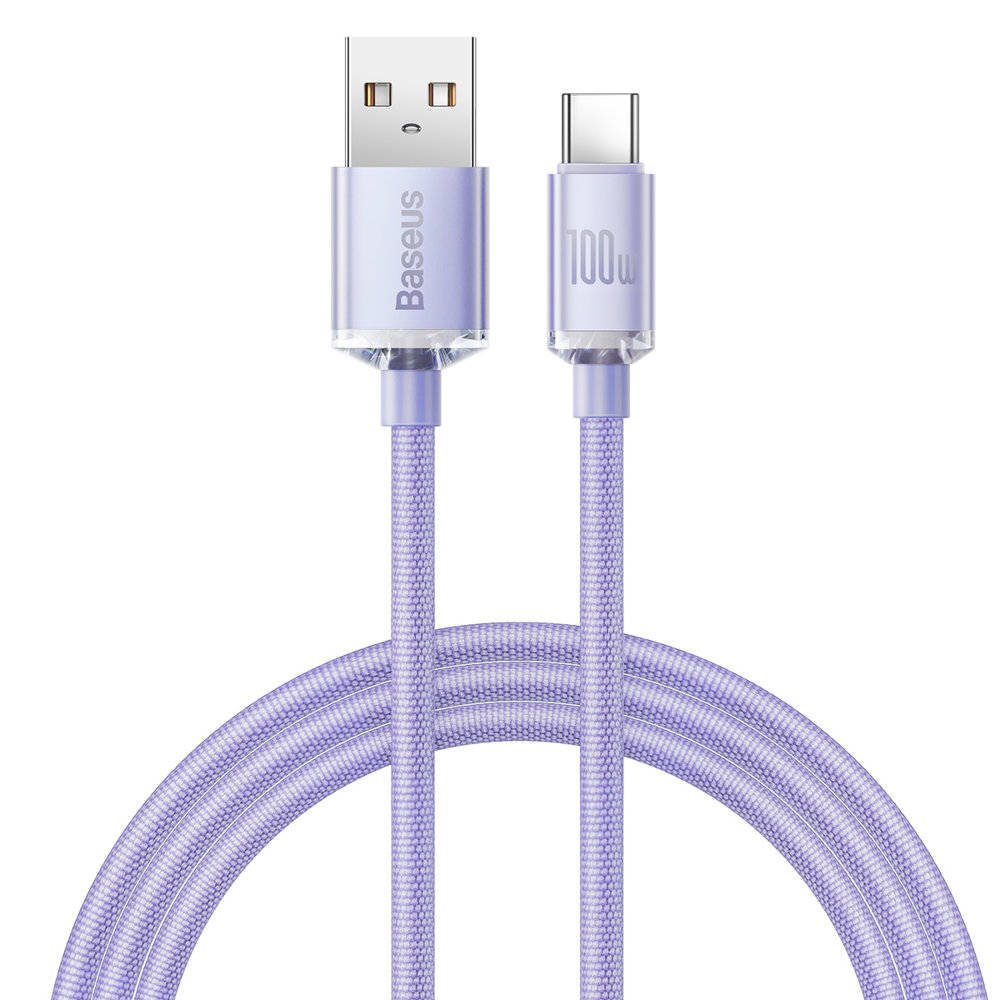 Levně Baseus CAJY000405 Crystal Shine Series Datový Kabel USB - USB-C 100W 1,2m Purple