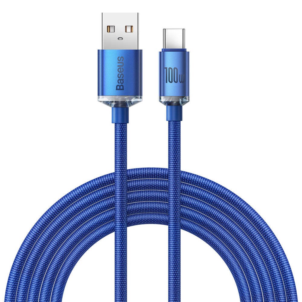 Levně Baseus CAJY000503 Crystal Shine Series Datový Kabel USB - USB-C 100W 2m Blue