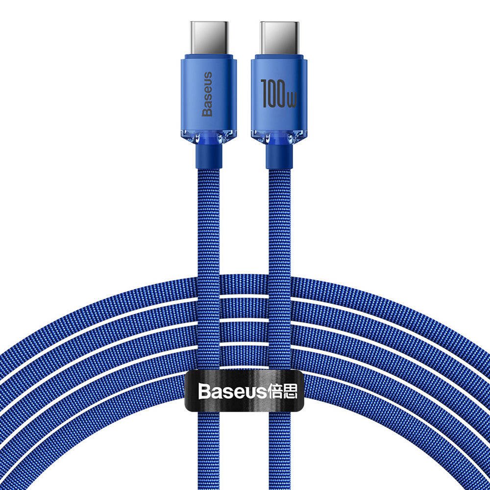 Levně Baseus CAJY000703 Crystal Shine Series Datový Kabel USB-C - USB-C 100W 2m Blue