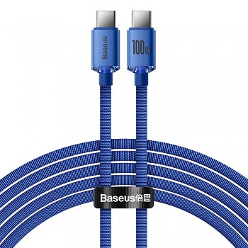 Baseus CAJY000703 Crystal Shine Series Datový Kabel USB-C - USB-C 100W 2m Blue