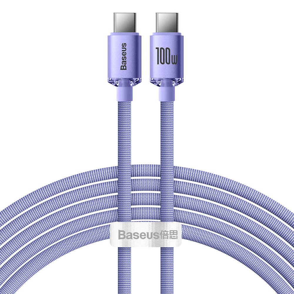Levně Baseus CAJY000705 Crystal Shine Series Datový Kabel USB-C - USB-C 100W 2m Purple